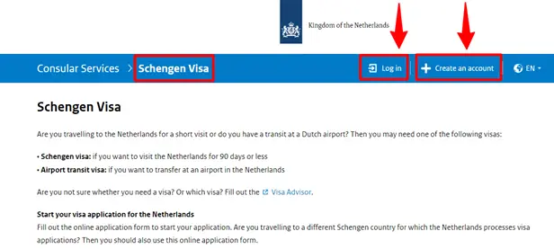 Create a Netherlands Visa Account
